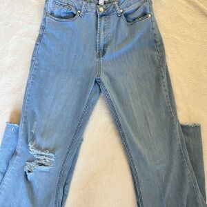 Forever 21 size 30 distressed flare light blue jeans